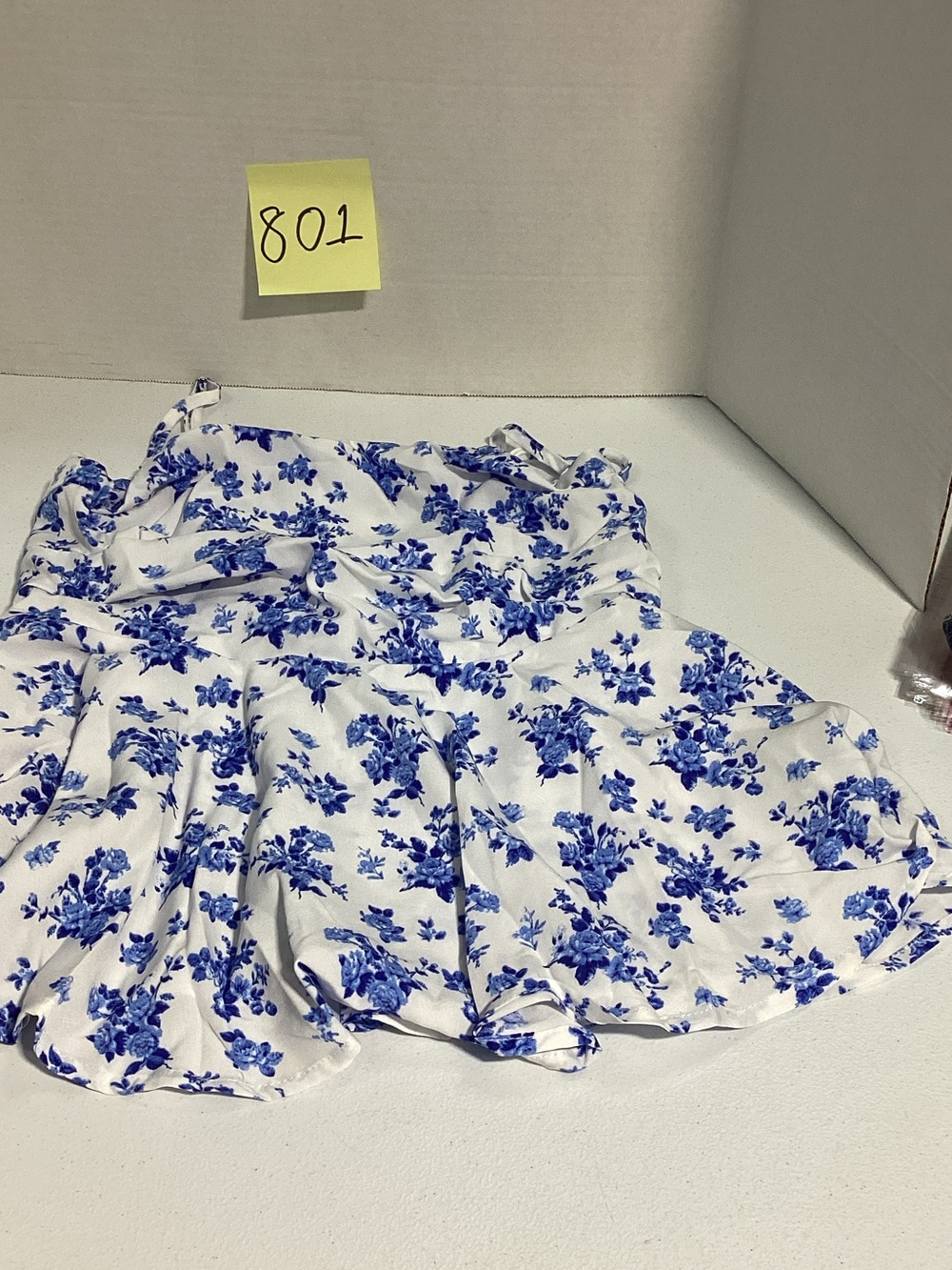 Floral Blue and White Ruffle Top